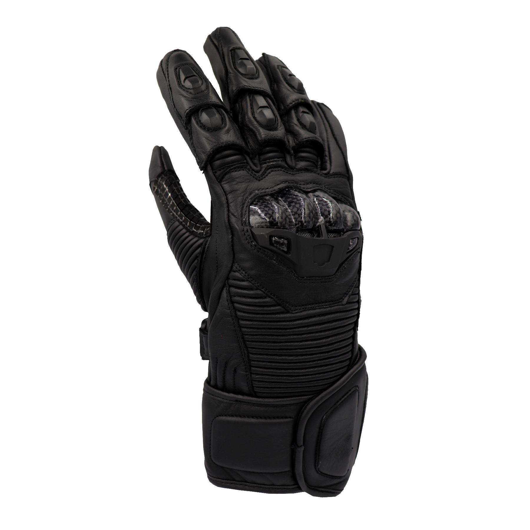 DARK STORM - Black Long Cuff Gauntlet Leather Motorcycle Glove by RAVEN Moto