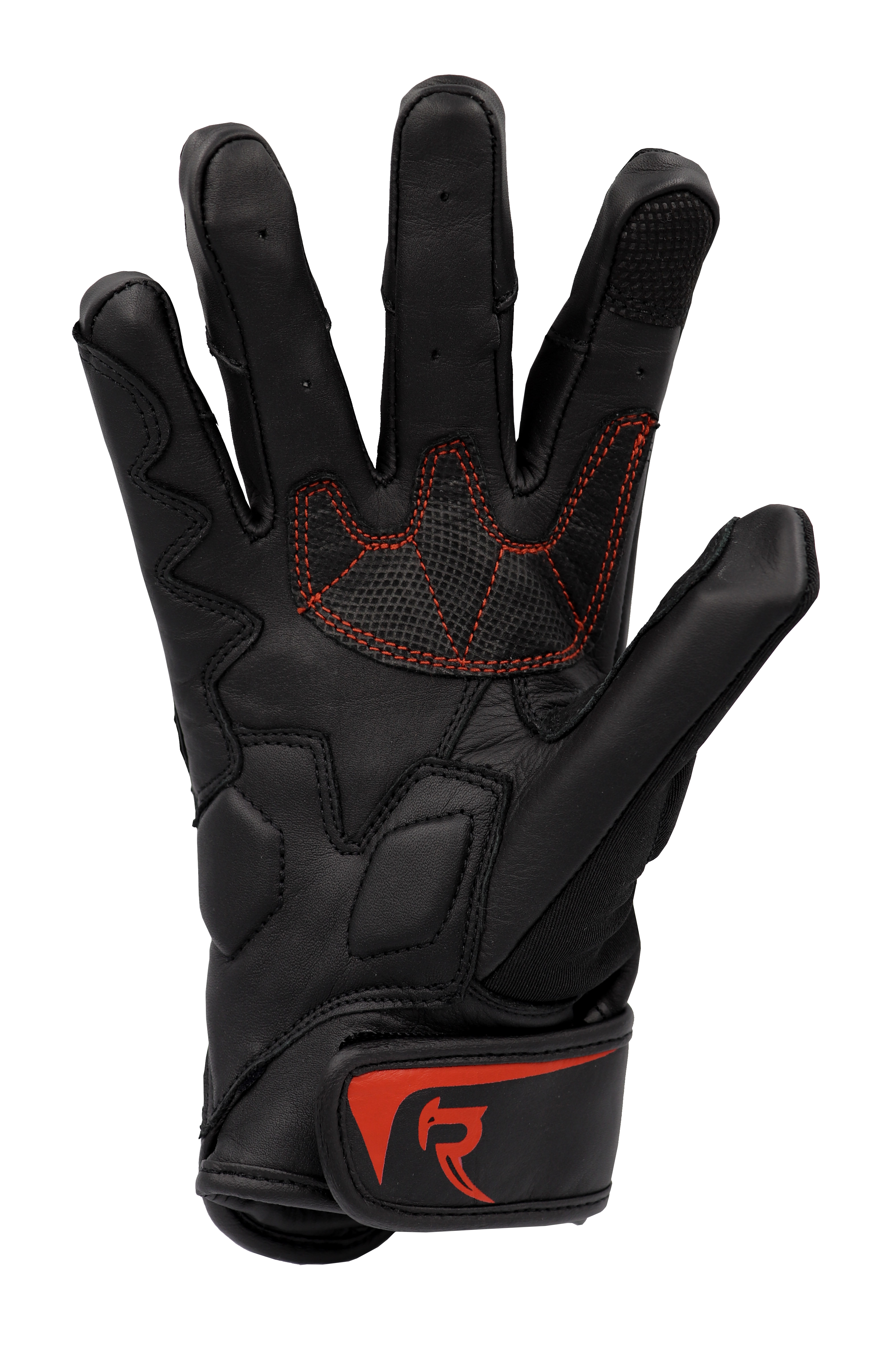DIABLO - Black and Red Short Cuff Leather Motorcycle Glove by RAVEN Moto