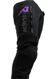 RAVEN Moto Purple Stealth Logo Armored Motorcycle Protective Jeans with CE Level 2 Armor Black Slim Fit Denim