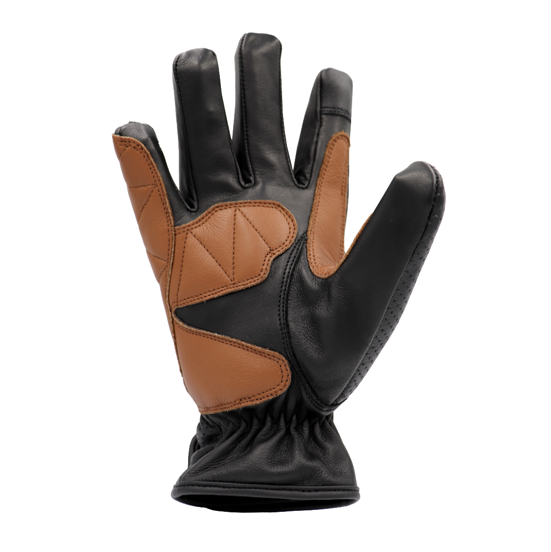 SHIFT - Tan and Black Leather Motorcycle Short Cuff Glove by RAVEN Moto. Ideal for cafe racers and cruiser motorbikes.