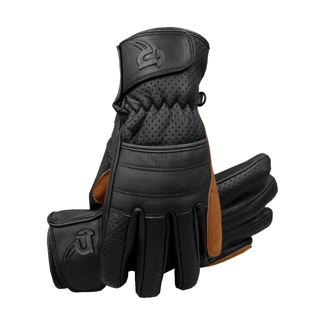 SHIFT - Tan and Black Leather Motorcycle Short Cuff Glove by RAVEN Moto. Ideal for cafe racers and cruiser motorbikes.