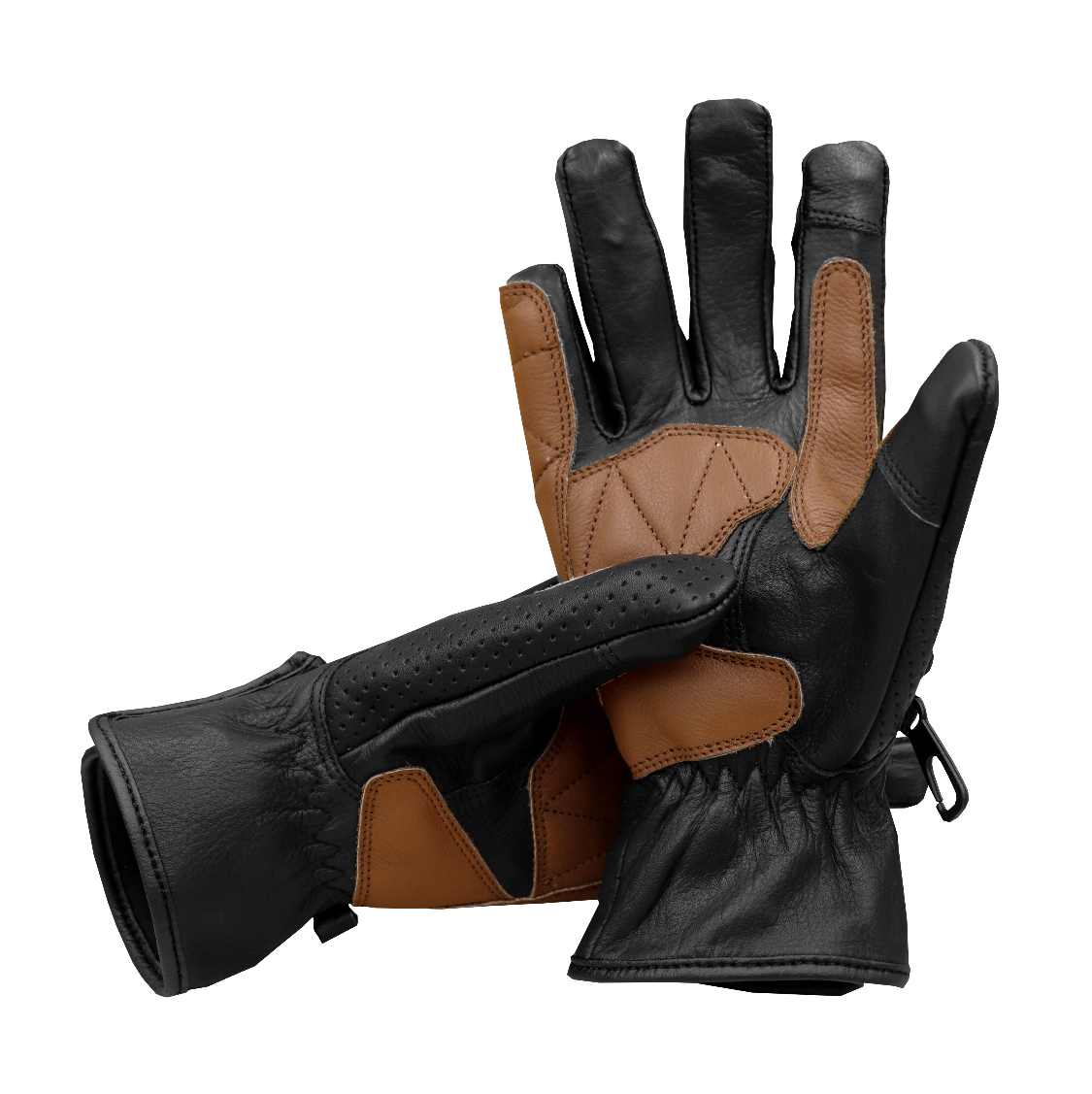 SHIFT - Tan and Black Leather Motorcycle Short Cuff Glove by RAVEN Moto. Ideal for cafe racers and cruiser motorbikes.