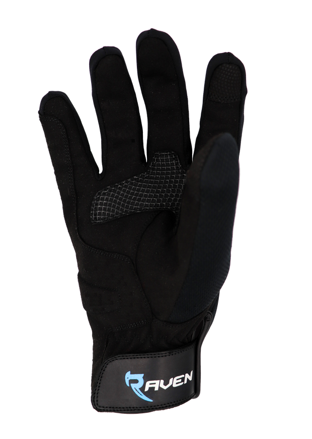 SKY - Black and Blue Motorcycle Short Cuff Breathable Textile Glove by RAVEN Moto 
