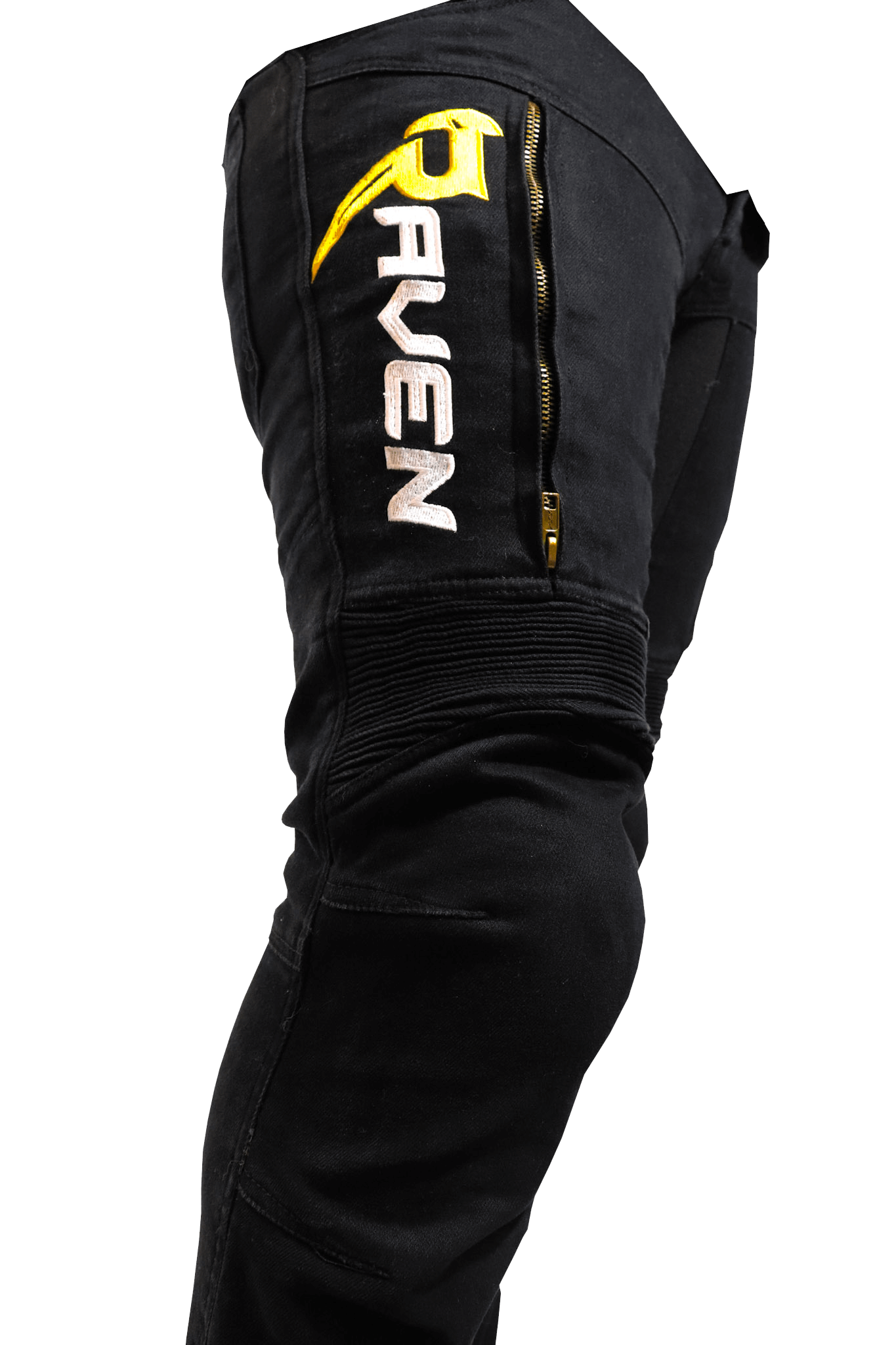 RAVEN Moto ONYX Gold Armored Motorcycle Protective Jeans with CE Level 2 Armor Black Slim Fit Denim