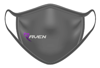 Black Face-mask with purple R and white AVEN logo 