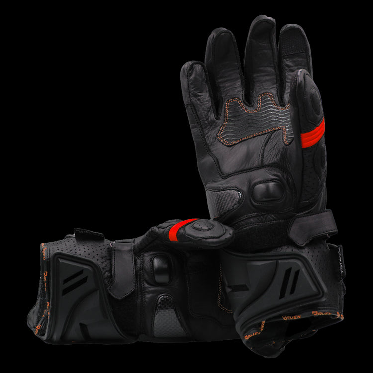 RAVEN Moto ENVY Motorcycle Leather Gauntlet Race Glove