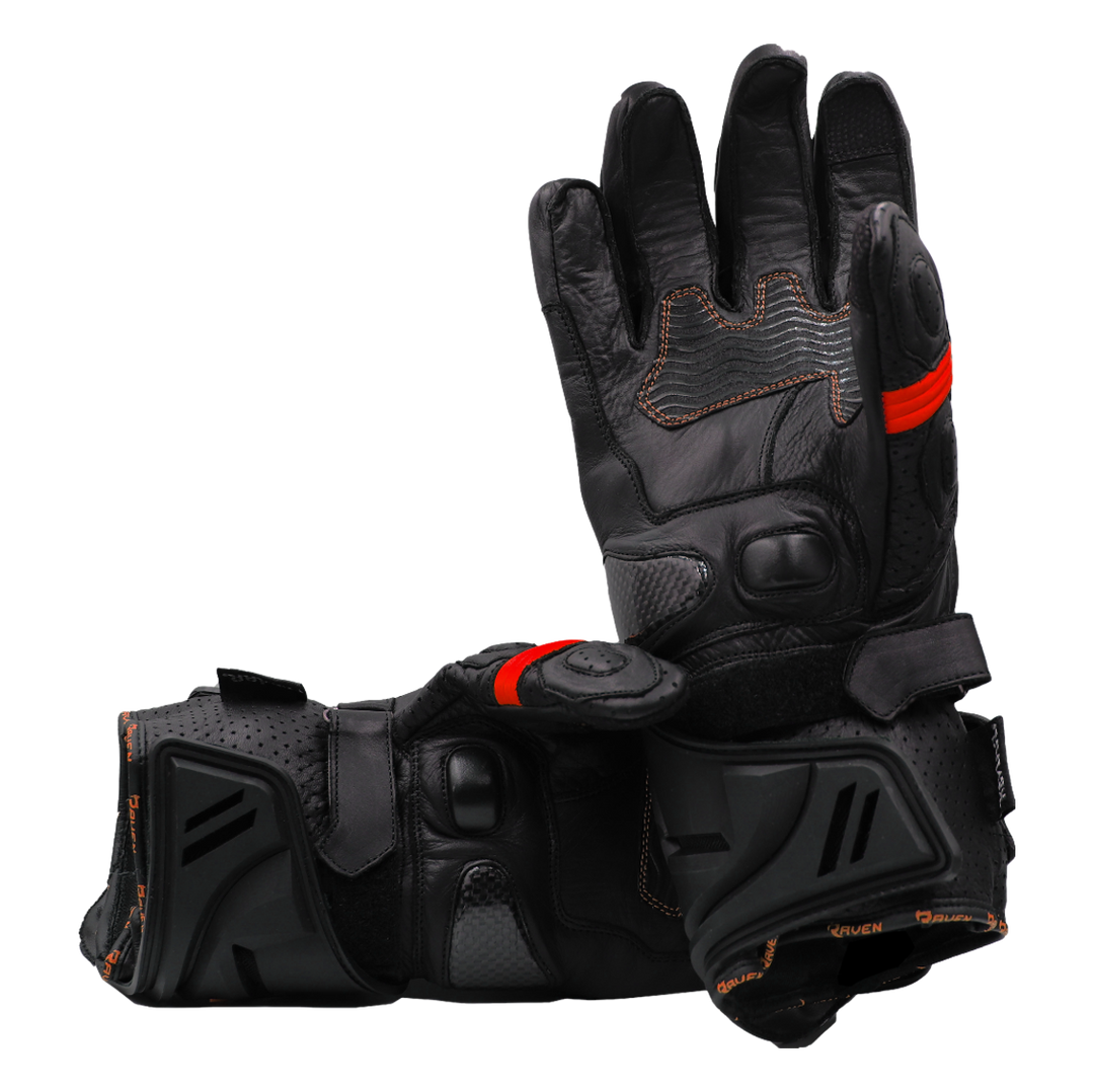 RAVEN Moto ENVY Motorcycle Leather Gauntlet Race Glove